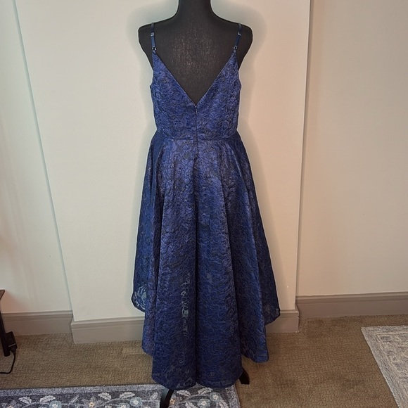 QUIZ Lace High Low Cocktail Party Dress in Midnight Blue Size Medium - Picture 8 of 11